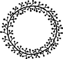 ilustração vetorial de ornamento de moldura floral circular em cores preto e branco vetor