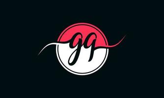 logotipo inicial da letra gq com círculo interno na cor branca e rosa. vetor profissional.