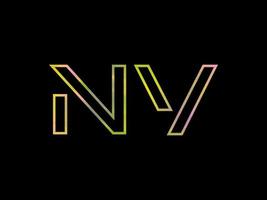 logotipo da carta nv com vetor de textura de arco-íris colorido. vetor profissional.