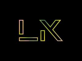 logotipo da letra lx com vetor de textura de arco-íris colorido. vetor profissional.