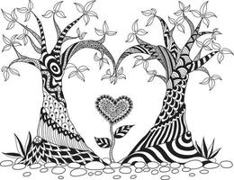 ilustração vetorial de um ornamento de amor em cores preto e branco vetor