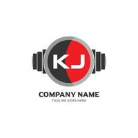 kj letra logotipo design ícone aptidão e símbolo de vetor de música.