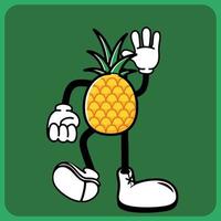 ilustração vetorial de um personagem de desenho animado de frutas com pernas e braços vetor
