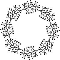 ilustração vetorial de ornamento de moldura floral circular em cores preto e branco vetor