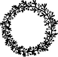 ilustração vetorial de ornamento de moldura floral circular em cores preto e branco vetor