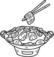 mão desenhada moo kra ta carne de porco grelhada ou ilustração de comida tailandesa vetor