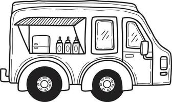 ilustração de caminhão de comida desenhada à mão vetor