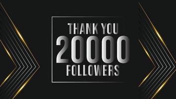 usuário obrigado comemora 20.000 inscritos e seguidores. 20k seguidores obrigado vetor