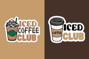 design de vetor de adesivos de café gelado em fundo colorido