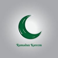 lua crescente simples em design verde para design de modelo ramadan kareem vetor