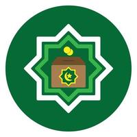 ícone plano islâmico de caixa de esmolas vetor