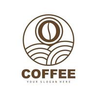 design de logotipo de bebida de feijão de café em ilustração vetorial de cor marrom vetor