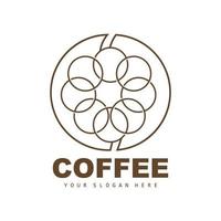 design de logotipo de bebida de feijão de café em ilustração vetorial de cor marrom vetor