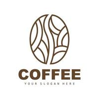 design de logotipo de bebida de feijão de café em ilustração vetorial de cor marrom vetor