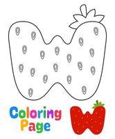 página para colorir com alfabeto w para crianças vetor