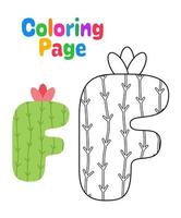 página para colorir com alfabeto f para crianças vetor