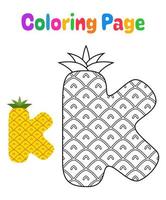 página para colorir com alfabeto k para crianças vetor