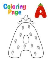 página para colorir com alfabeto a para crianças vetor