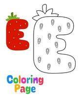 página para colorir com alfabeto e para crianças vetor