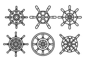 Ícones do vetor da roda dos navios