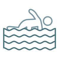 ícone de duas cores de linha de natação de pessoa vetor