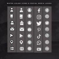 cenografia de ícone de mídia social de cor de água vetor