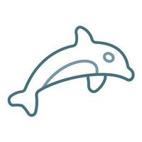 ícone de duas cores de linha de golfinho vetor