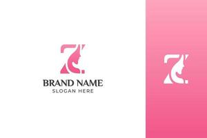 vetor de design de logotipo rosa de rosto de beleza de carta
