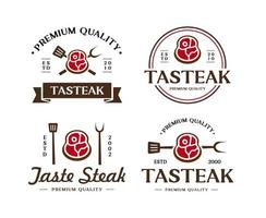 conjunto de logotipo de carne grelhada com estilo vintage moderno vetor