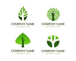 conjunto de logotipo de ervas. logotipo de árvore e folha vetor