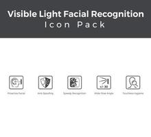 pacote de ícones de reconhecimento facial de luz visível vetor