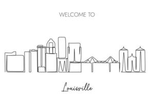 desenho do horizonte de louisville. arte de linha única contínua da cidade famosa para viagens e destinos turísticos vetor