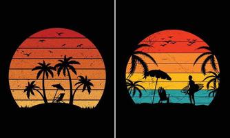 gráfico de camiseta de praia de verão vintage retrô para negócios de cápsulas vetor