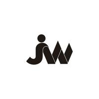 letra jw 3d fita plana logotipo geométrico vetor de design simples