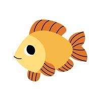 bonito peixe amarelo nadando, animal marinho. habitantes do mar, vida subaquática do oceano. impressão infantil de mamíferos aquáticos para berçário, roupas infantis, pôster, cartão postal, padrão. vetor