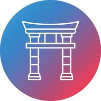 torii portão linha gradiente ícone de fundo do círculo vetor