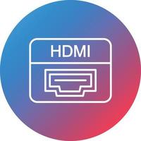 ícone de plano de fundo do círculo gradiente da linha da porta HDMI vetor