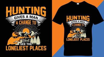 design de camiseta vintage de caça de caça. vetor
