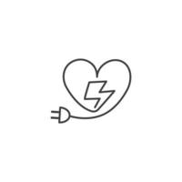 energia do amor, carga do coração. vetor ícone de logotipo desenhado à mão