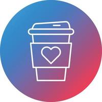 ícone de fundo do círculo de gradiente de linha de café do coração vetor