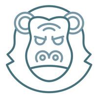 ícone de duas cores de linha de orangotango vetor