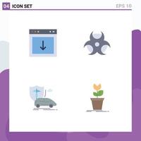 pacote de 4 ícones planos criativos de elemento de mão de aplicativo elementos de design de vetores editáveis de transporte físico