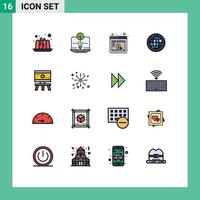 conjunto de 16 sinais de símbolos de ícones de interface do usuário modernos para ciência átomo marketing internet elementos de design de vetores criativos globais editáveis