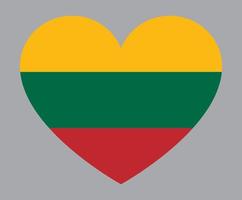 ilustração plana em forma de coração da bandeira da lituânia vetor