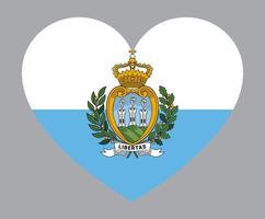 ilustração plana em forma de coração da bandeira de san marino vetor