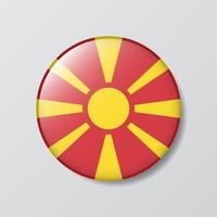 ilustração em forma de círculo de botão brilhante da bandeira da macedônia do norte vetor