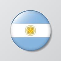 ilustração em forma de círculo de botão brilhante da bandeira argentina vetor