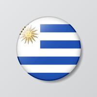 ilustração em forma de círculo de botão brilhante da bandeira do uruguai vetor