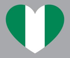 ilustração plana em forma de coração da bandeira da nigéria vetor