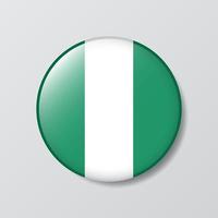 ilustração em forma de círculo de botão brilhante da bandeira da nigéria vetor